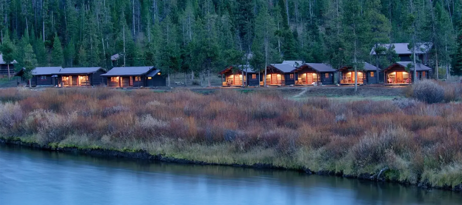 Turpin Meadow Ranch at dusk with mountain backdrop